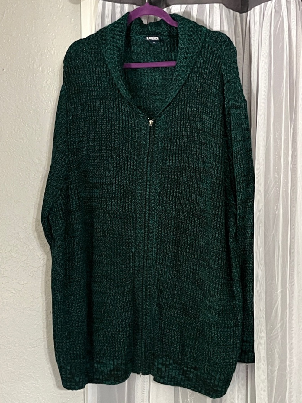 Kingston Deep Green Zip Front Shawl Collar Cardigan